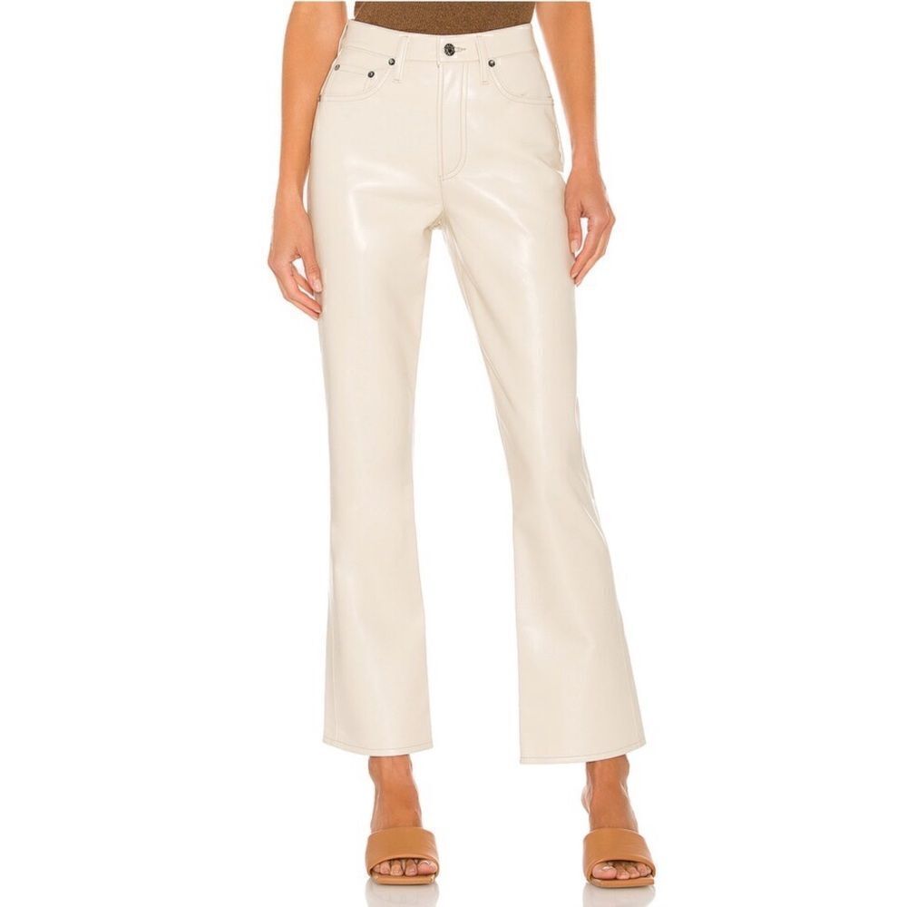 Agolde Vegan Leather Relaxed Boot Pant in Powder